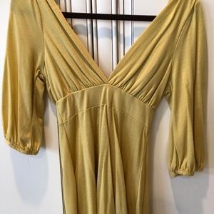 V NECK MUSTARD YELLOW BLOUSE TOP BY FOREVER